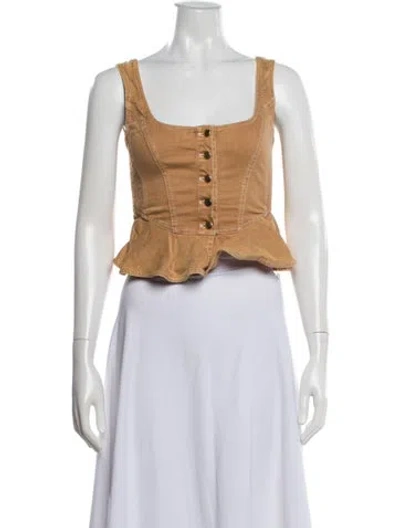 Pre-owned Love The Label Square Neckline Sleeveless Crop Top In Neutral