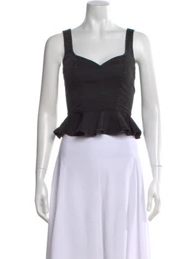 Pre-owned Love The Label Square Neckline Sleeveless Crop Top W/ Tags In Black