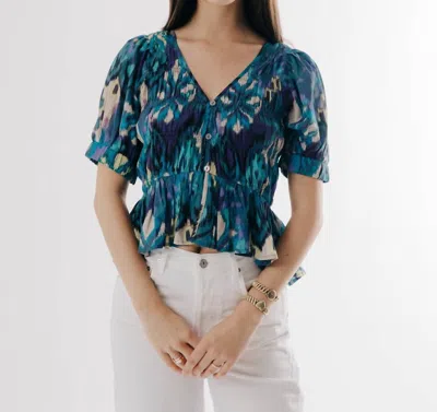Love The Label Stevie Top In Symphonic Ikat Print