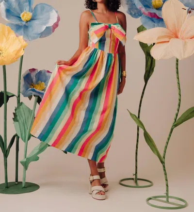 Love The Label Stripe Bow Dress In Multi Stripe
