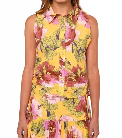 Love The Label Sylvan Button Front Tank Top In Modern Dandy Liberty Print In Multi