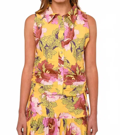 Love The Label Sylvan Sleeveless Shirt In Modern Dandy Liberty In Yellow