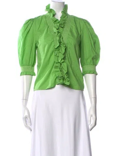 Pre-owned Love The Label Three-quarter Sleeve Blouse In Green