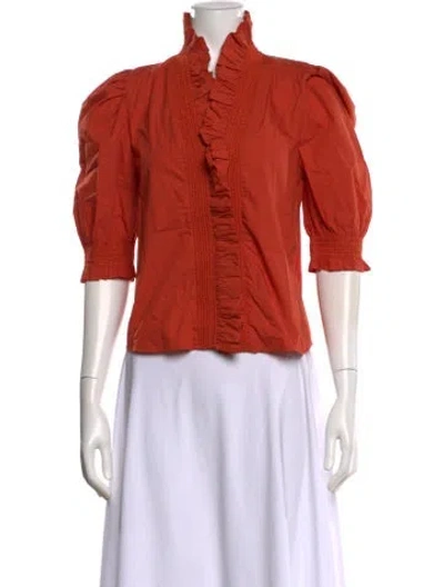 Pre-owned Love The Label Three-quarter Sleeve Blouse In Orange