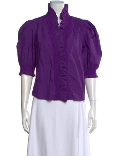 Pre-owned Love The Label Three-quarter Sleeve Blouse In Purple