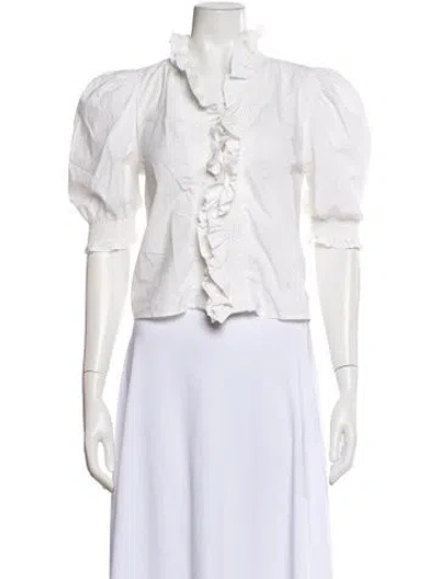 Pre-owned Love The Label Three-quarter Sleeve Blouse In White