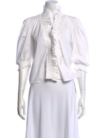 Pre-owned Love The Label Three-quarter Sleeve Blouse In White