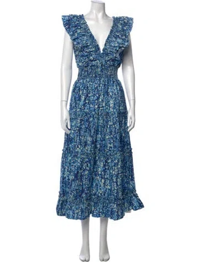 Pre-owned Love The Label Tie-dye Print Long Dress In Blue