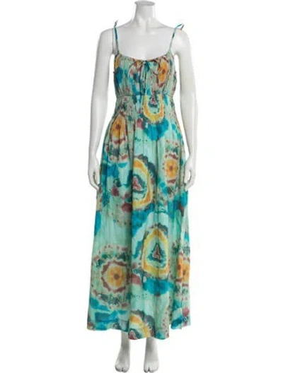 Pre-owned Love The Label Tie-dye Print Long Dress W/ Tags In Green