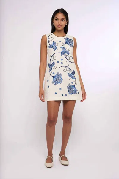 Love The Label Tiffany Mini Dress In Kimber Embroidery In Multi