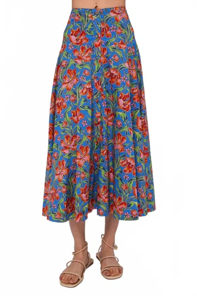 Love The Label Tricia Midi Skirt In Archive Tulip Liberty Print In Multi