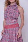 Love The Label Turner Halter Top In Strawberry Thief Liberty Print In Multi