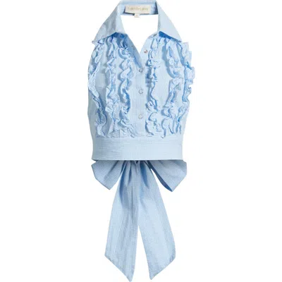 Love The Label Turner Ruffle Detail Cotton Gingham Halter Top