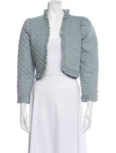 Pre-owned Love The Label Tweed Pattern Jacket In Blue