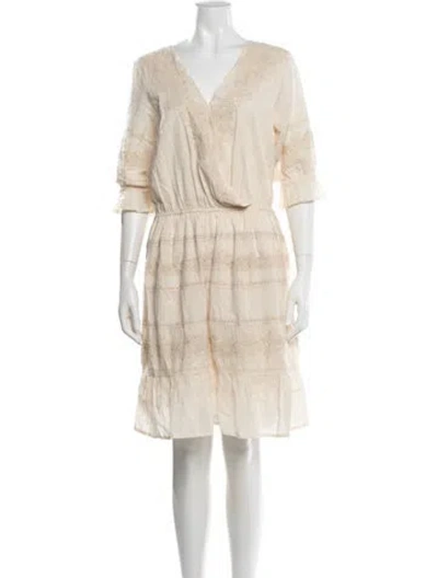 Pre-owned Love The Label V-neck Knee-length Dress In Neutral