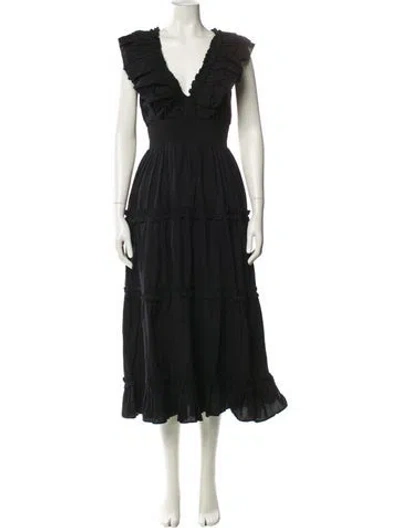 Pre-owned Love The Label V-neck Long Dress In Black