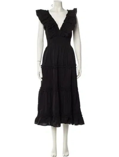 Pre-owned Love The Label V-neck Long Dress In Black