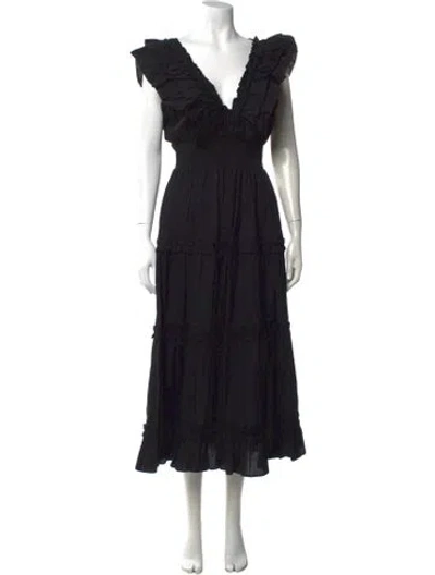 Pre-owned Love The Label V-neck Long Dress In Black