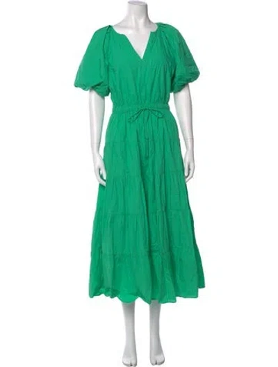 Pre-owned Love The Label V-neck Long Dress In Green
