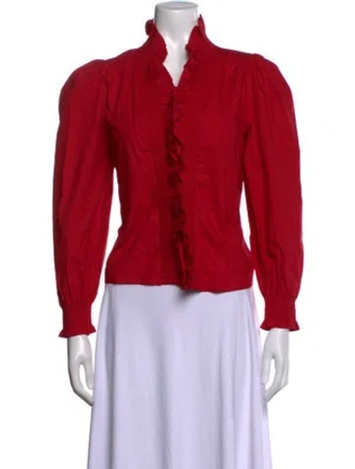 Pre-owned Love The Label V-neck Long Sleeve Blouse W/ Tags In Red