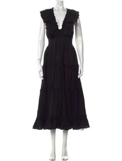 Pre-owned Love The Label V-neck Midi Length Dress In Black