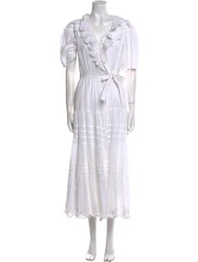 Pre-owned Love The Label V-neck Midi Length Dress In White