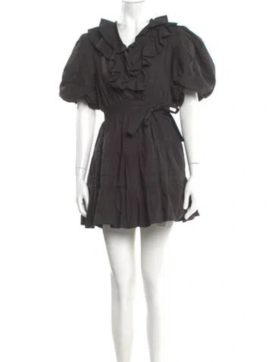 Pre-owned Love The Label V-neck Mini Dress In Gray