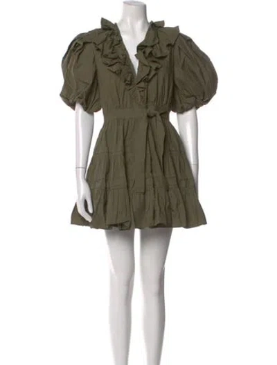 Pre-owned Love The Label V-neck Mini Dress In Green