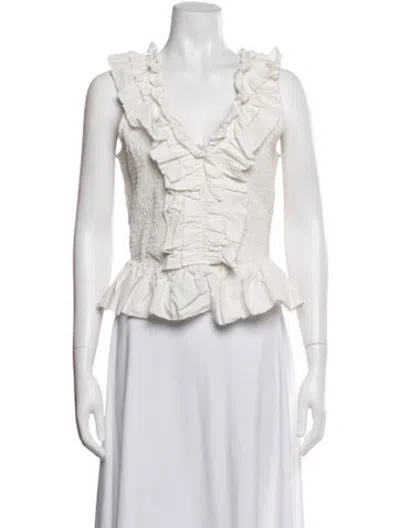 Pre-owned Love The Label V-neck Sleeveless Top In White