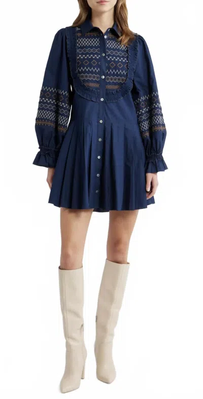 Love The Label Walton Mini Dress In Pagent Blue In Multi