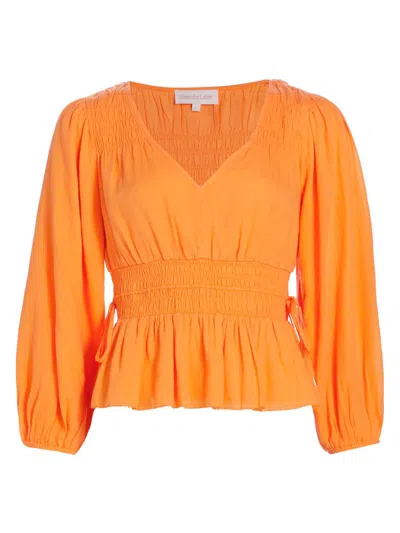 Love The Label Women's Elle Cotton Peplum Top In Orange