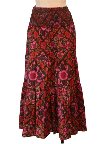 Love The Label Women's Isabelle Skirt In Tabitha Floral Print In Burgundy