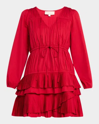 Love The Label Wren Tiered Mini Dress In Tango Red