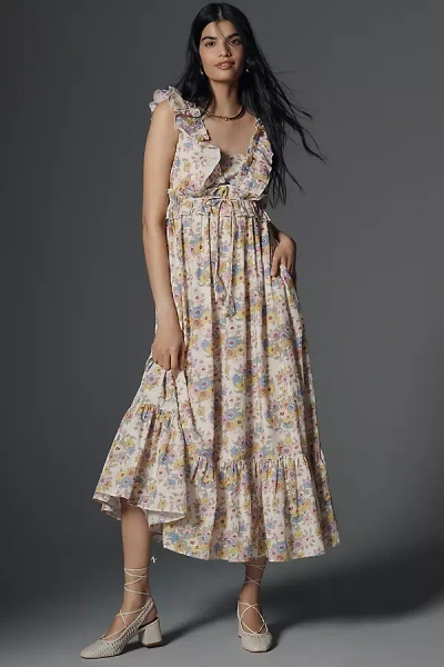 Love The Label X Liberty Fabrics Penida Ruffle Maxi Dress In White