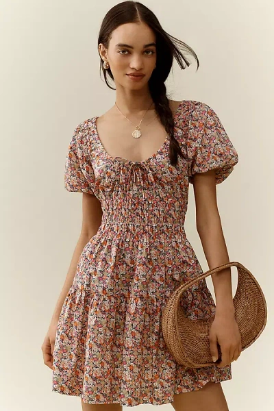 Love The Label X Liberty London Smocked Mini Dress In Blue