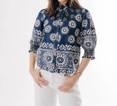 Love The Label Zarina Smocked Top In Tenille Print