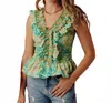 Love The Label Zephyr Top In Tesco Floral Pistachio In Multi