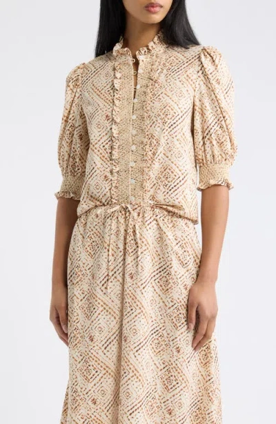 Love The Label Zinny Print Cotton Top In Wuthering Winds Print