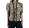 Love The Label Zuri Short Sleeve Top In Cottage Garden Liberty Print In Green