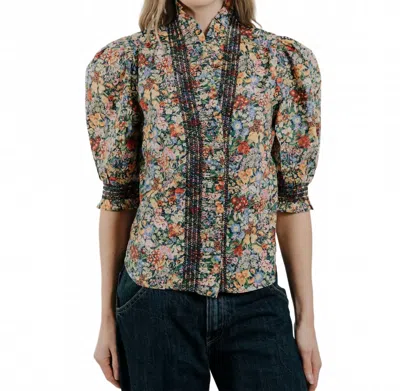 LOVE THE LABEL ZURI SHORT SLEEVE TOP IN COTTAGE GARDEN LIBERTY PRINT