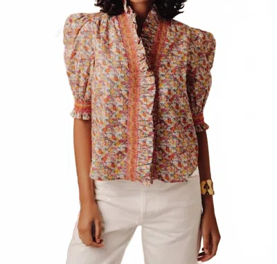 Love The Label Zuri Short Sleeve Top In Libby Print In Multi