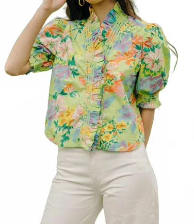 Love The Label Zuri Short Sleeve Top In Mitzi Floral Print In Multi