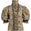 Love The Label Zuri Smocked Ruffle Puff Sleeve Top In Multi