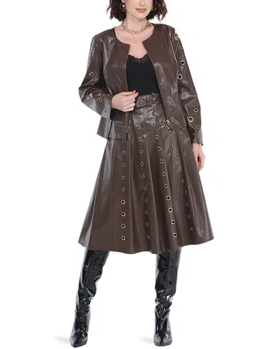 Love The Queen 2pc Jacket & Skirt Set In Brown