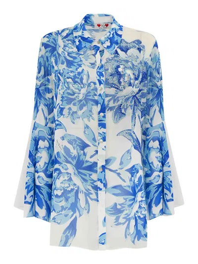 Love To Love By Gai Mattiolo Lv1792 Floral Print And Glitter Shirt