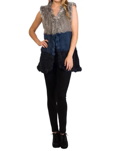 Love Token Aja Fur Vest In Denim In Multi