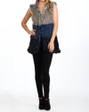Love Token Aja Fur Vest In Denim In Multi