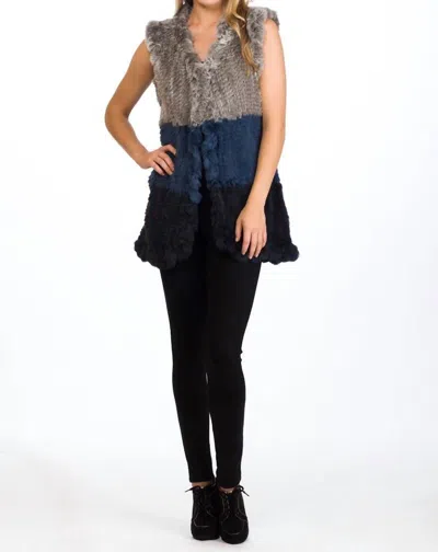 Love Token Aja Fur Vest In Denim In Multi