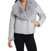 LOVE TOKEN ALANA FAUX LEATHER JACKET IN SILVER