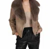 LOVE TOKEN ALANA FAUX LEATHER JACKET IN TAUPE